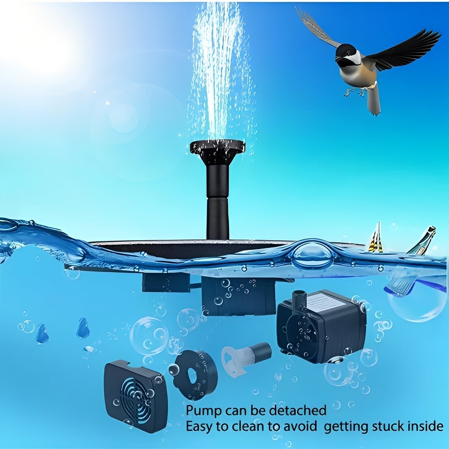 Eco-Friendly Solar Water Feature Pump with Customizable Sprays