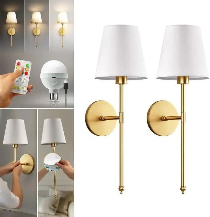 Adjustable Brightness Cordless Wall Light with Remote, 630 Lumens