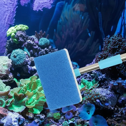 Extendable Aquarium Glass Scrubber with Rotating Head for Deep Clean