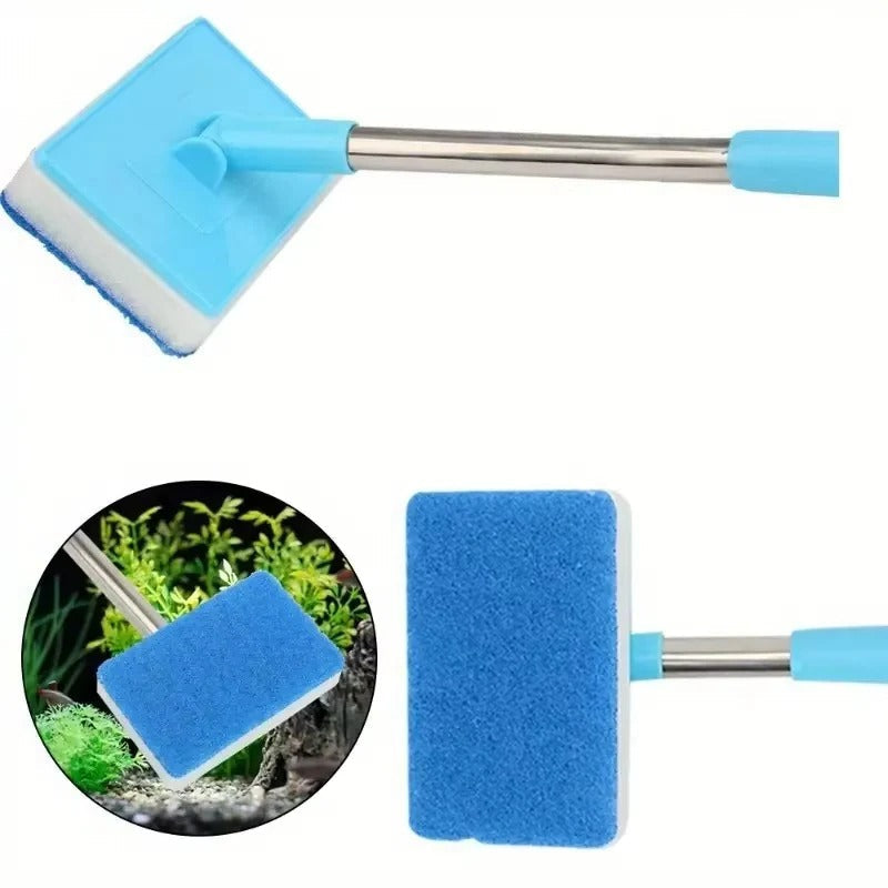 Extendable Aquarium Glass Scrubber with Rotating Head for Deep Clean