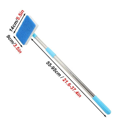 Extendable Aquarium Glass Scrubber with Rotating Head for Deep Clean