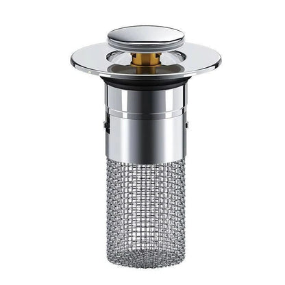 Removable Strainer Basket Sink Stopper with Bounce Press for Standard Drains