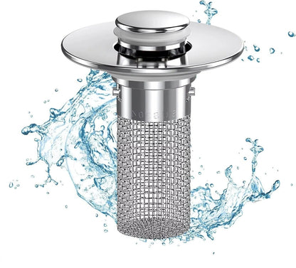 Removable Strainer Basket Sink Stopper with Bounce Press for Standard Drains