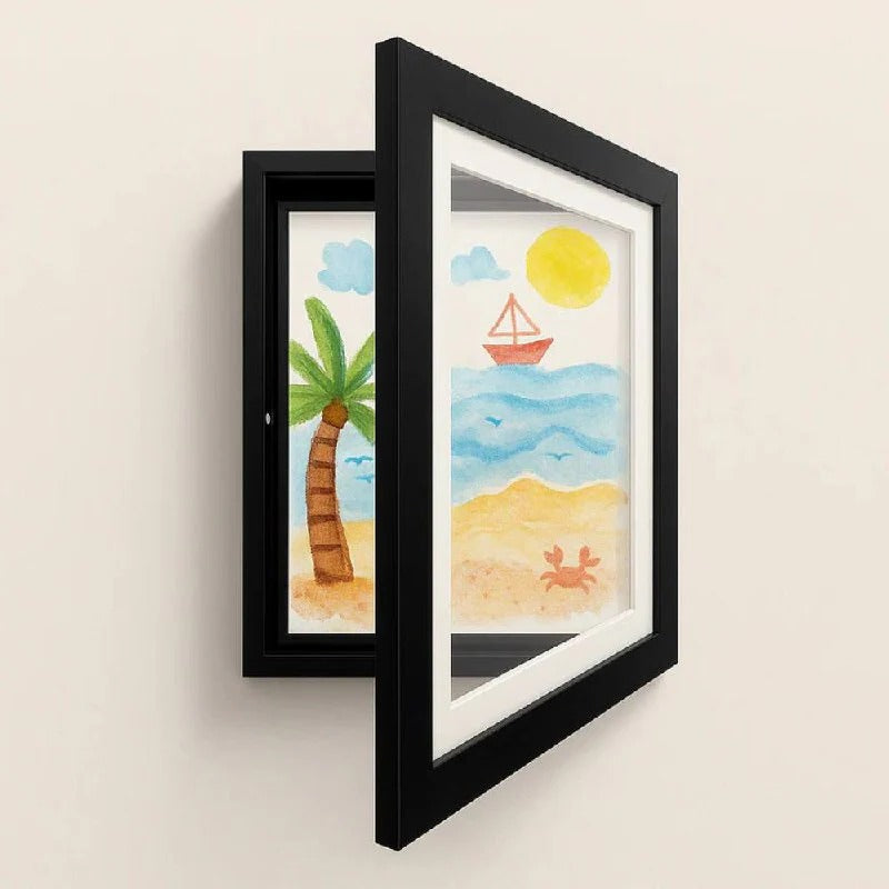 Magnetic Artwork Showcase Frame with 150-Piece Storage