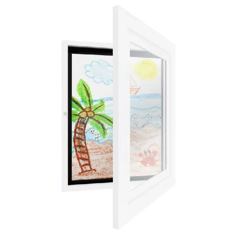 Magnetic Artwork Showcase Frame with 150-Piece Storage
