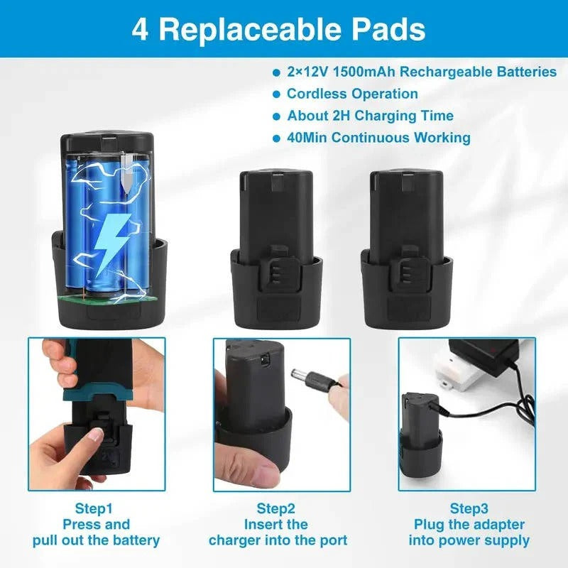 Wireless Car Buffer with Dual Battery Setup and 4 Versatile Pads, 6 Inch