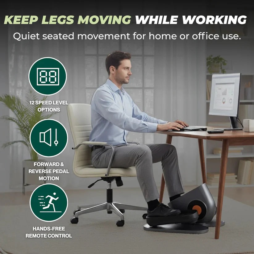 Compact Under-Desk Pedal Machine with LCD and Remote Control