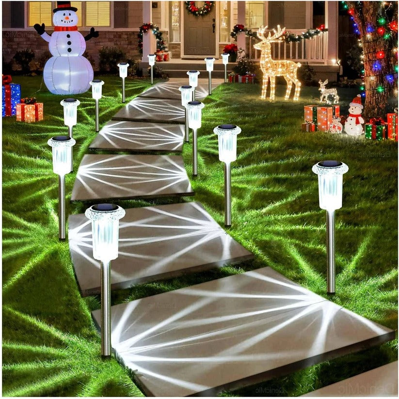 10-Pack Solar Garden Lights with Snowflake Projection & Automatic Sensor
