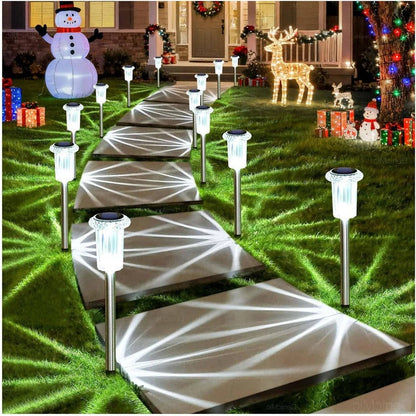 10-Pack Solar Garden Lights with Snowflake Projection & Automatic Sensor