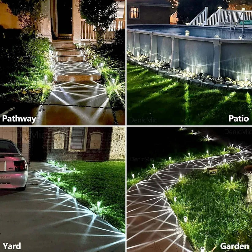 10-Pack Solar Garden Lights with Snowflake Projection & Automatic Sensor