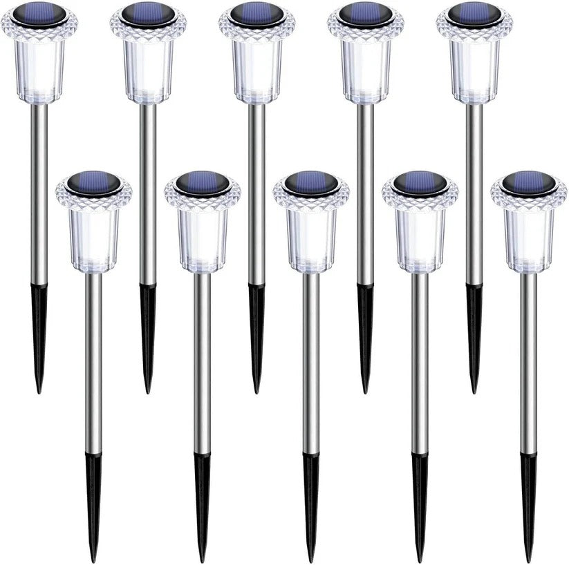 10-Pack Solar Garden Lights with Snowflake Projection & Automatic Sensor