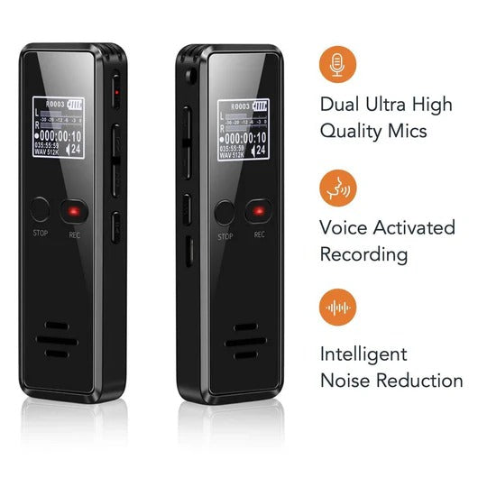Compact Audio Recorder with Voice Activation and Built-In Playback