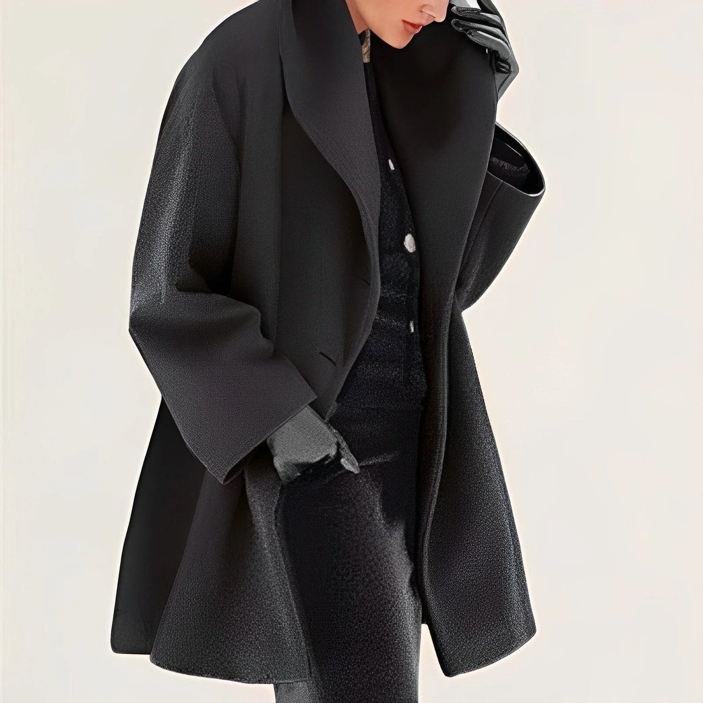 Chic Wool-Blend Overcoat with Adjustable Belt and Stylish Pockets