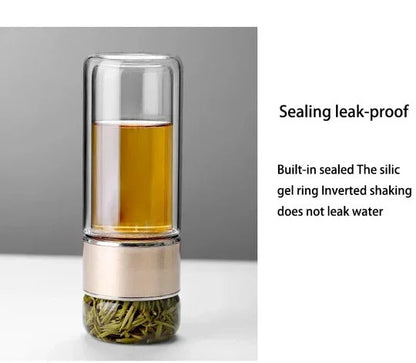 Smart Double-Wall Tea Infuser Bottle with Built-In Strainer