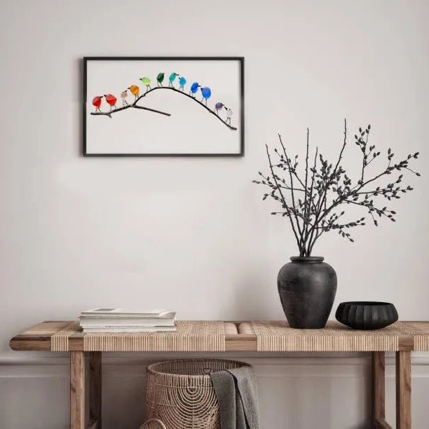 Coastal Breeze Bird Art with Driftwood Stand