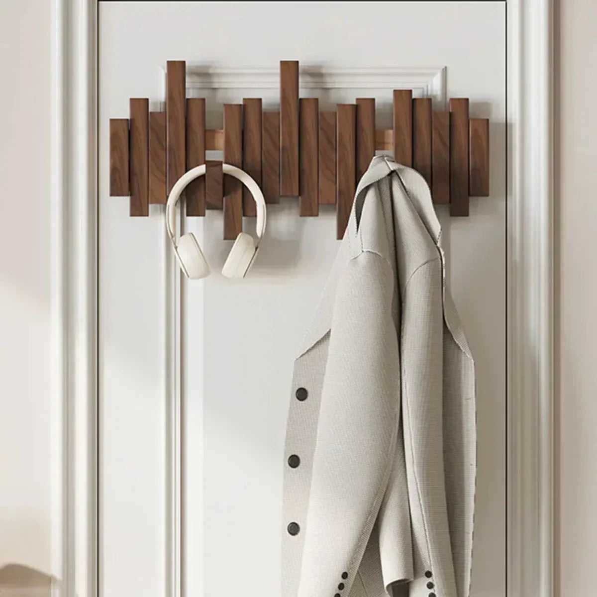 Elegant Piano-Inspired Wooden Coat Rack for Your Entryway