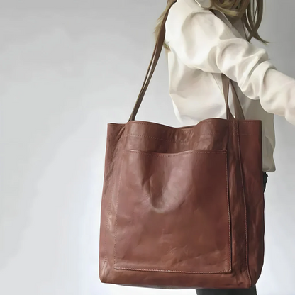 Handcrafted PU Shoulder Bag for Women – Leather Satchel with Double Straps for Work, Shopping, Travel