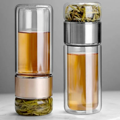 Smart Double-Wall Tea Infuser Bottle with Built-In Strainer