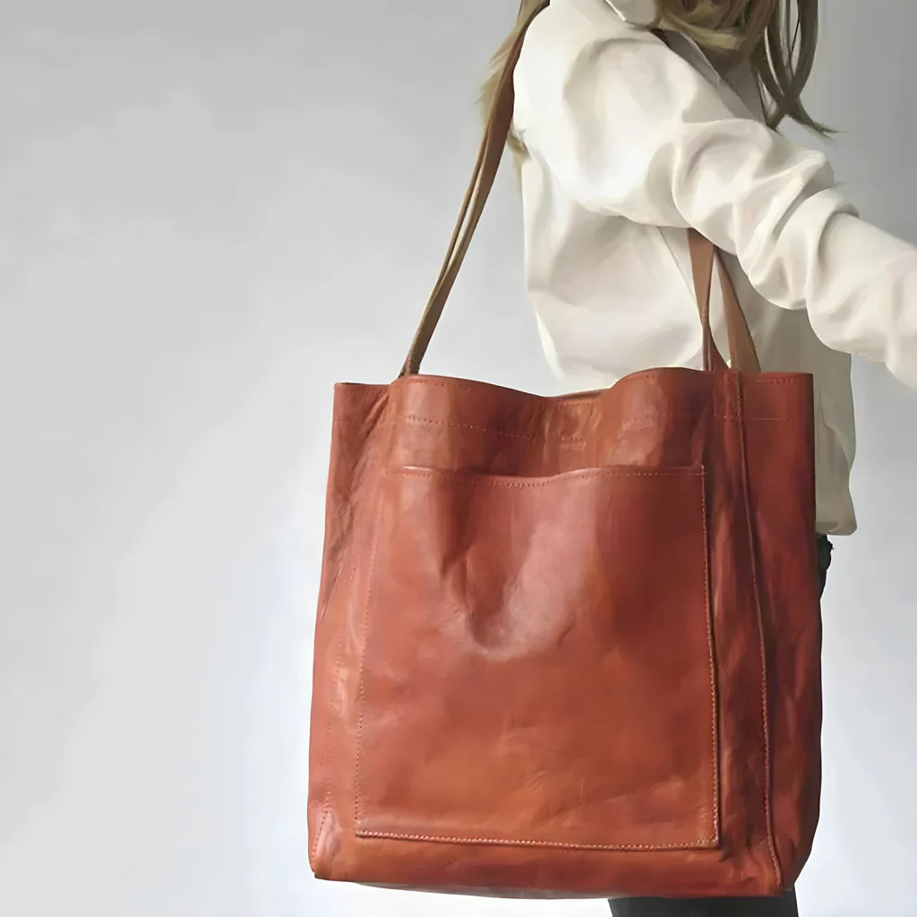 Handcrafted PU Shoulder Bag for Women – Leather Satchel with Double Straps for Work, Shopping, Travel
