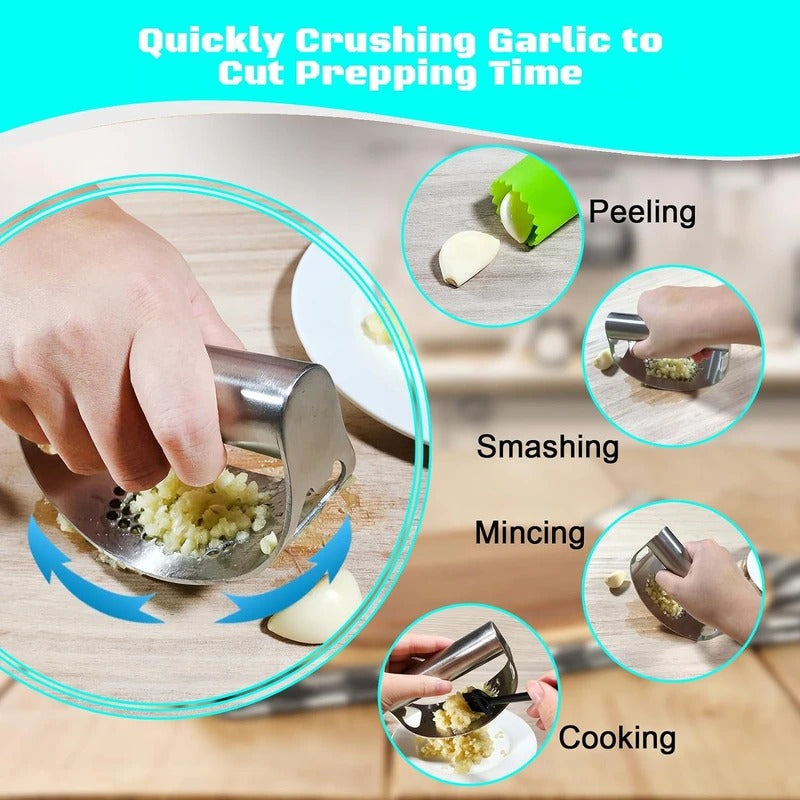 Effortless Garlic Crusher with Built-in Bottle Opener