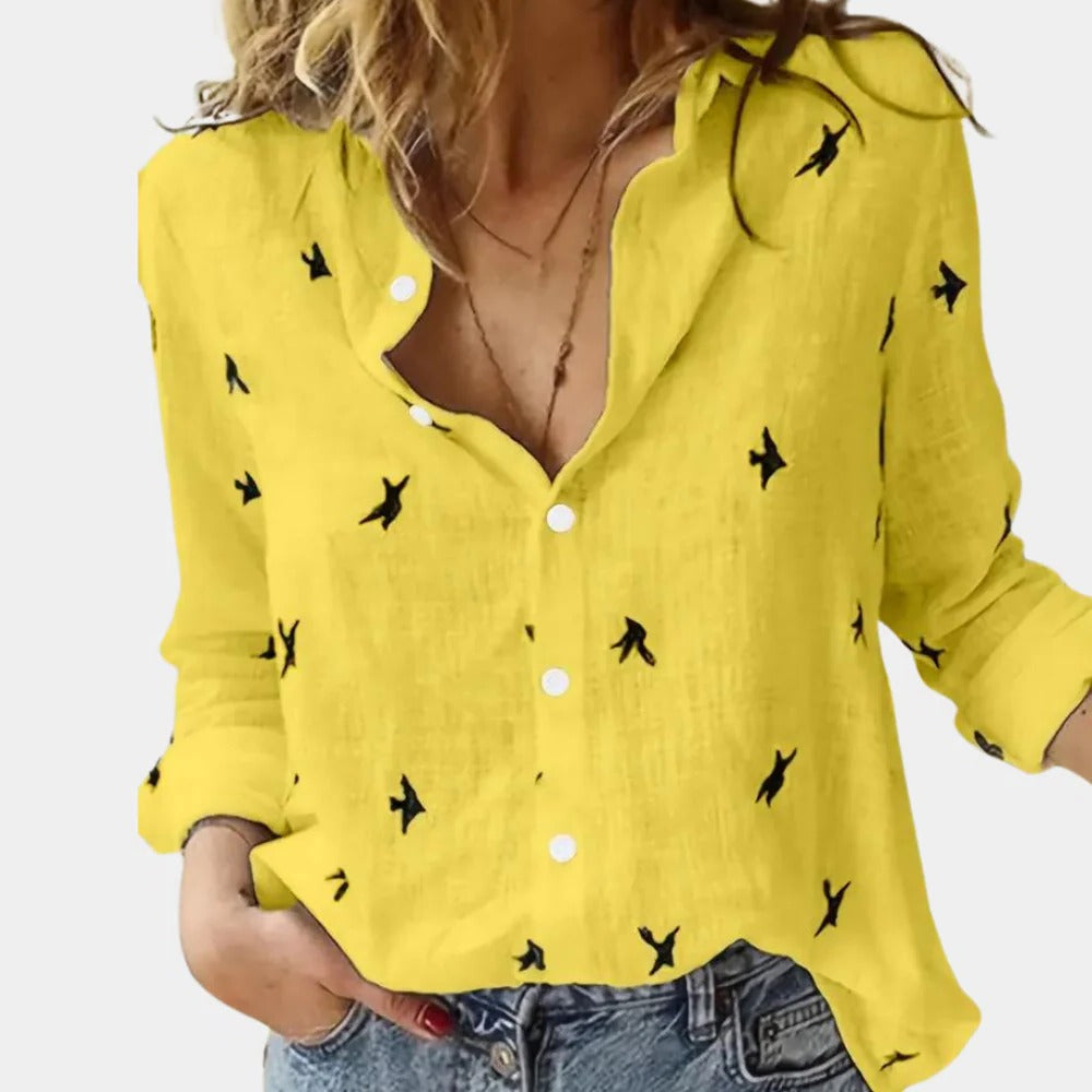 Long Sleeve Blouse for Women - Soft, Breathable Button-Up Top for Office