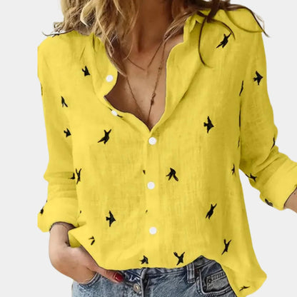 Long Sleeve Blouse for Women - Soft, Breathable Button-Up Top for Office