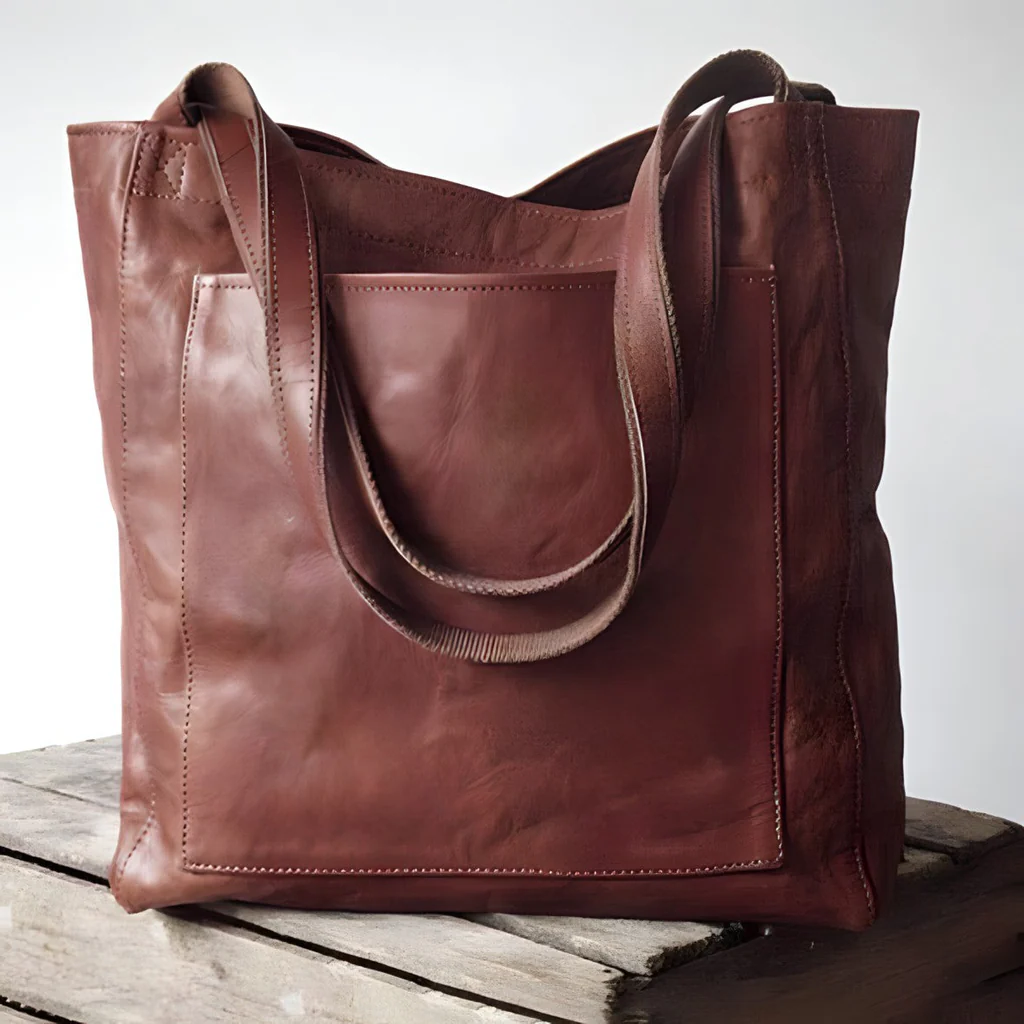 Handcrafted PU Shoulder Bag for Women – Leather Satchel with Double Straps for Work, Shopping, Travel