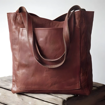 Handcrafted PU Shoulder Bag for Women – Leather Satchel with Double Straps for Work, Shopping, Travel