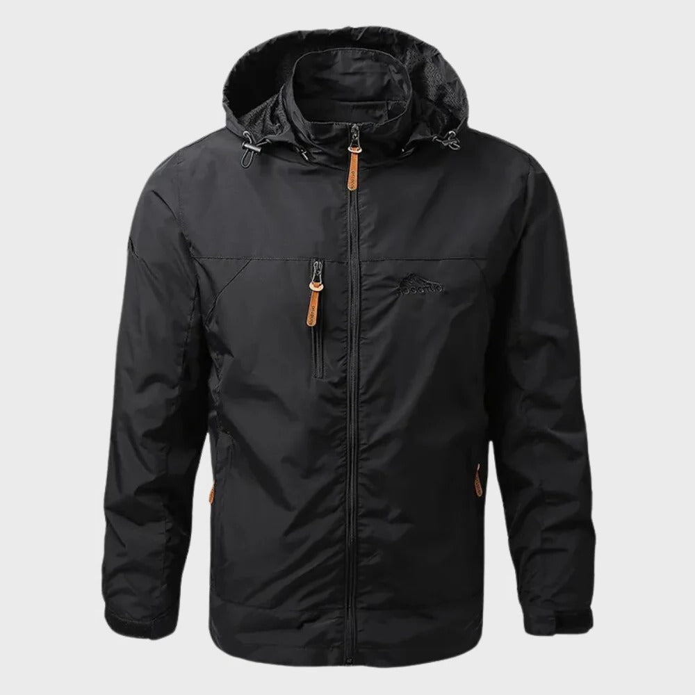 Men's Windbreaker Raincoat with Adjustable Hood, Waterproof and Lined, Sizes M-5XL