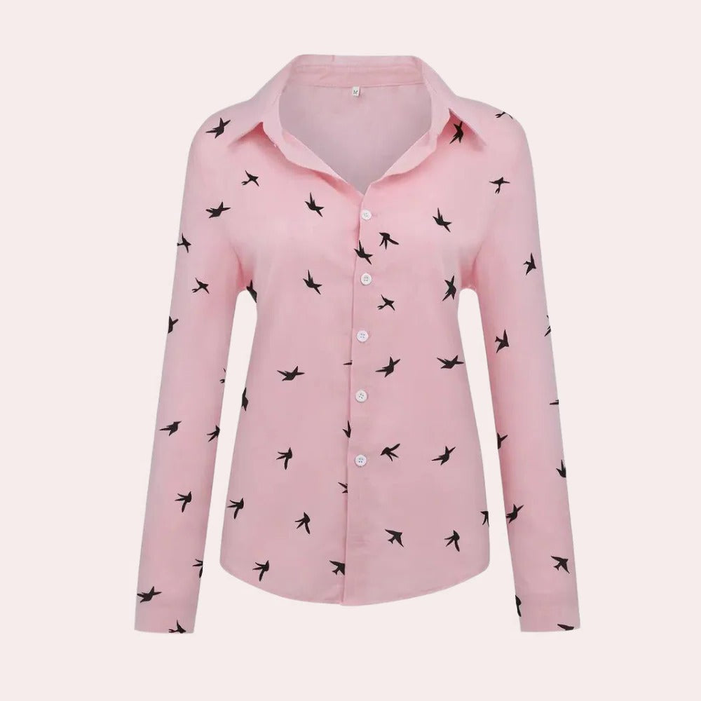 Long Sleeve Blouse for Women - Soft, Breathable Button-Up Top for Office