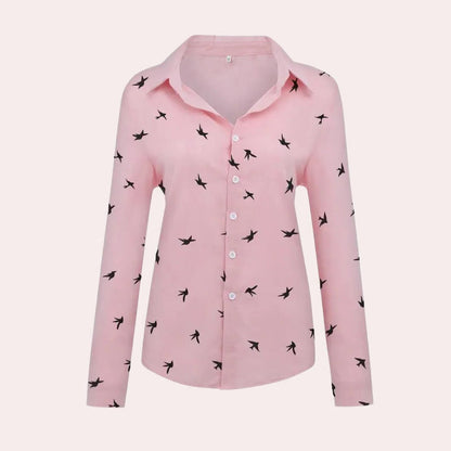 Long Sleeve Blouse for Women - Soft, Breathable Button-Up Top for Office