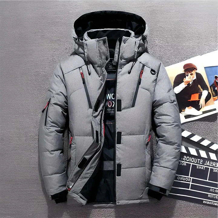 Water-Resistant Winter Coat with Adjustable Hood and Secure Pockets