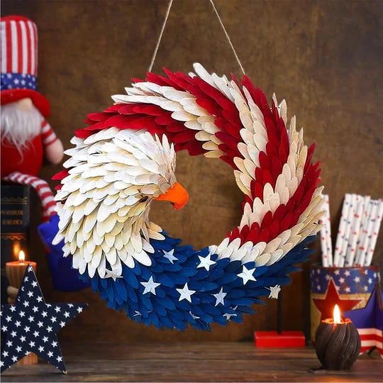 Patriotic Eagle Emblem Wooden Door Decor