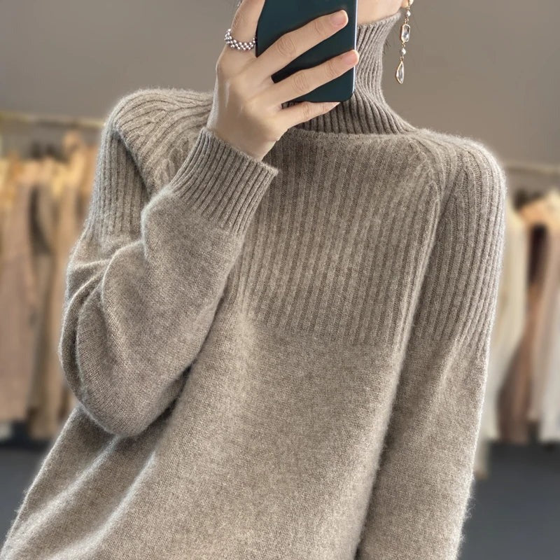 Soft Cashmere Knit Pullover Jumper for Women - Turtleneck Sweater in 11 Colors