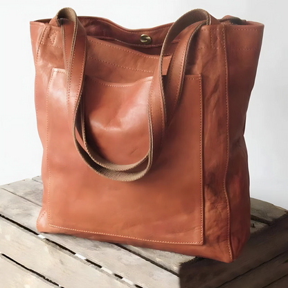 Handcrafted PU Shoulder Bag for Women – Leather Satchel with Double Straps for Work, Shopping, Travel