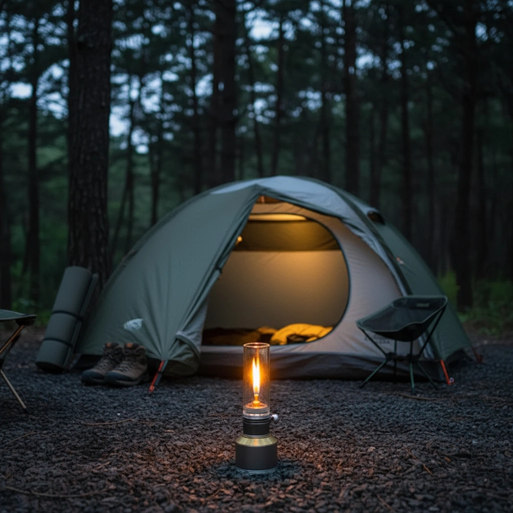 Versatile Camping Lantern with Flame Control and Sturdy Design
