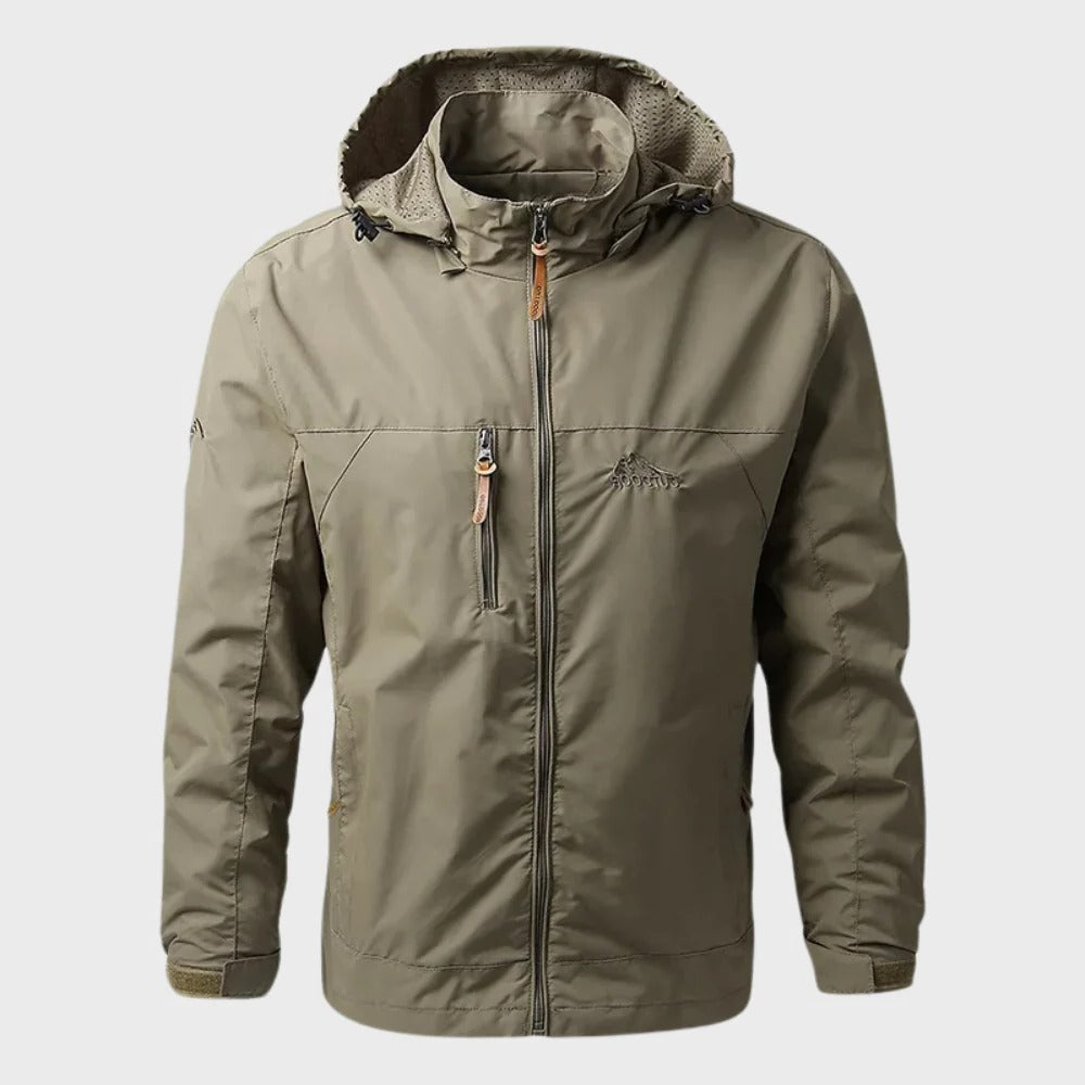 Men's Windbreaker Raincoat with Adjustable Hood, Waterproof and Lined, Sizes M-5XL