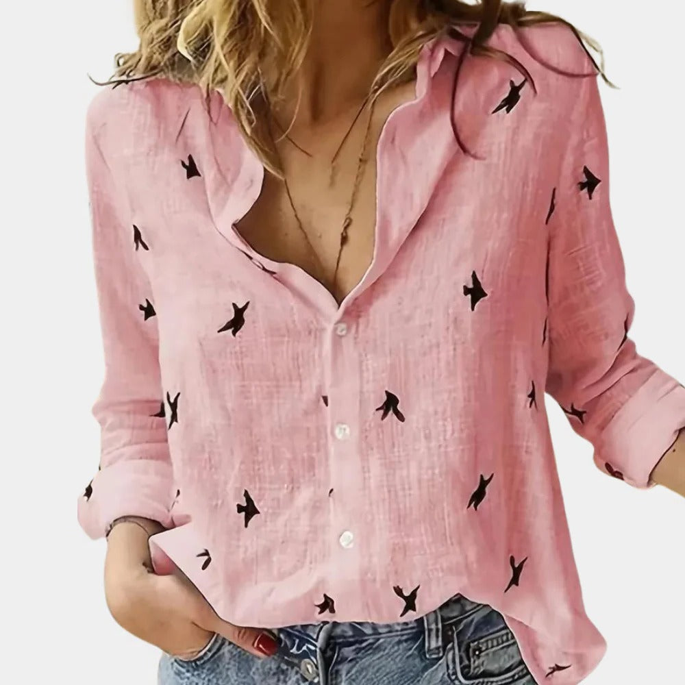 Long Sleeve Blouse for Women - Soft, Breathable Button-Up Top for Office