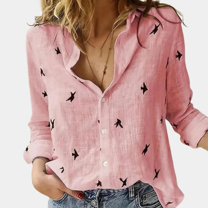 Long Sleeve Blouse for Women - Soft, Breathable Button-Up Top for Office
