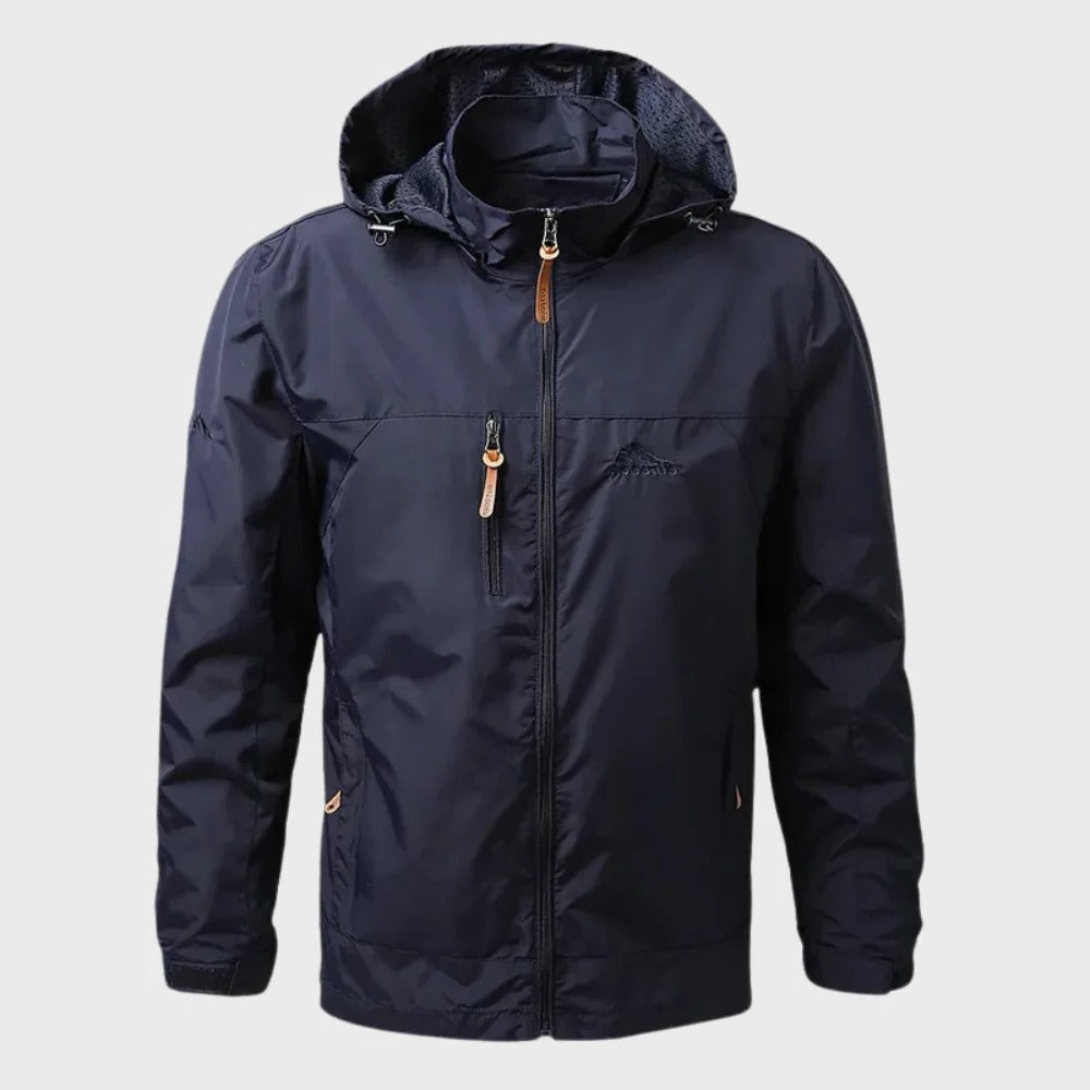 Men's Windbreaker Raincoat with Adjustable Hood, Waterproof and Lined, Sizes M-5XL