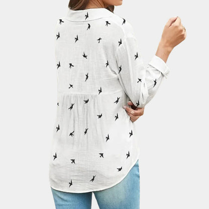Long Sleeve Blouse for Women - Soft, Breathable Button-Up Top for Office