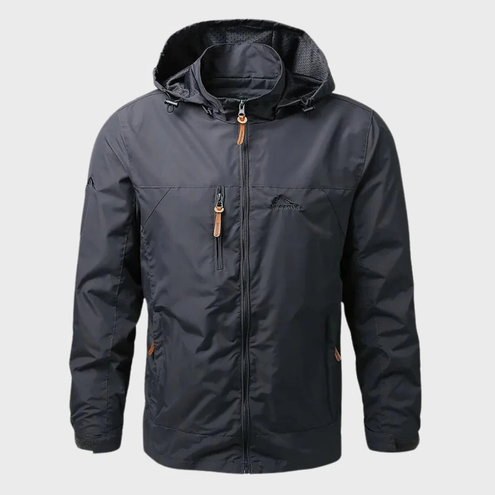 Men's Windbreaker Raincoat with Adjustable Hood, Waterproof and Lined, Sizes M-5XL