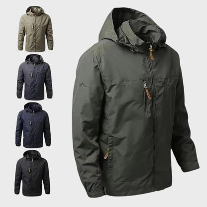 Men's Windbreaker Raincoat with Adjustable Hood, Waterproof and Lined, Sizes M-5XL