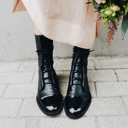 Women's Black Lace-Up Ankle Booties in Eco Leather with Cotton Lining