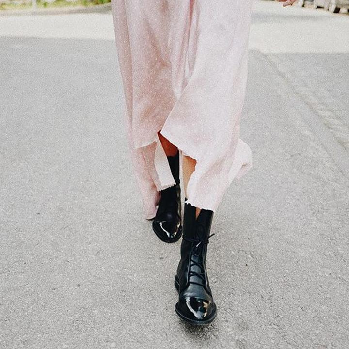 Women's Black Lace-Up Ankle Booties in Eco Leather with Cotton Lining