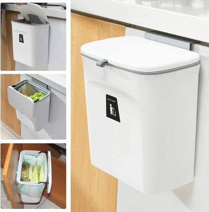 Space-Saving Wall-Mounted Compost Container for Kitchen Use