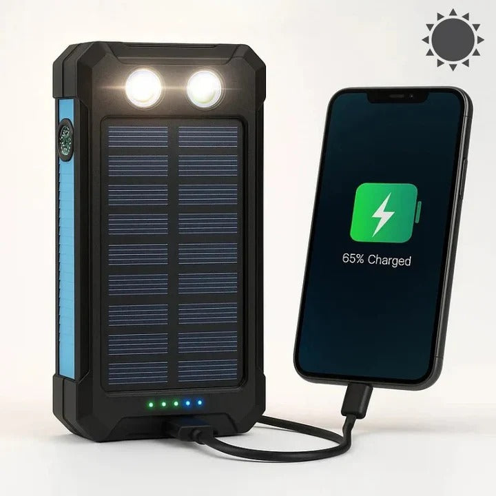 30,000mAh EcoCharge Waterproof Power Bank with Solar Support