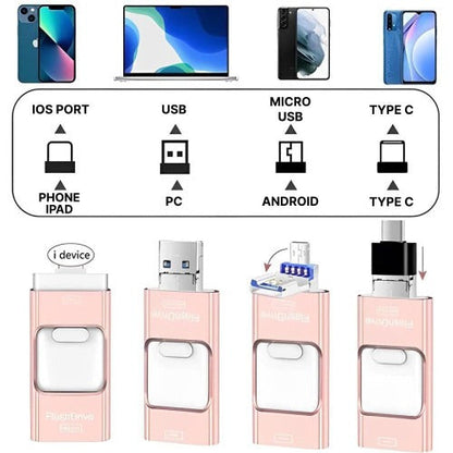 32GB USB Flash Drive with Multi-Connector for iPhone, Android, PC