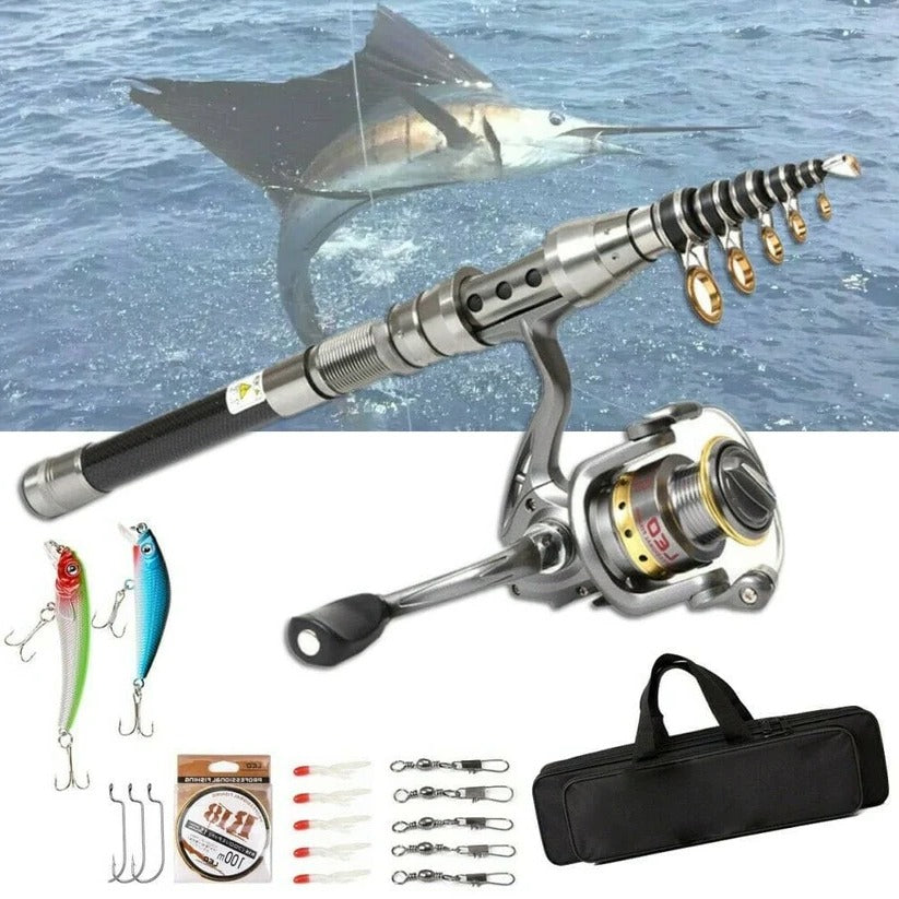 Versatile Fishing Gear Set with Carbon Rod and Reel