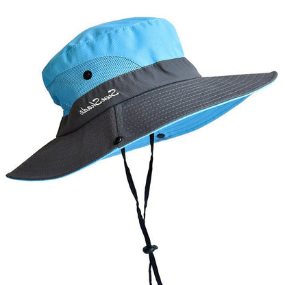 Adjustable Drawstring Sun Hat for Women – Foldable UV Protection Beach Cap